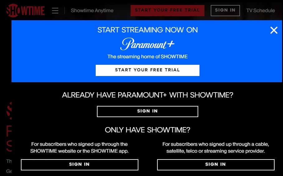 Sign in to Showtimeanytime